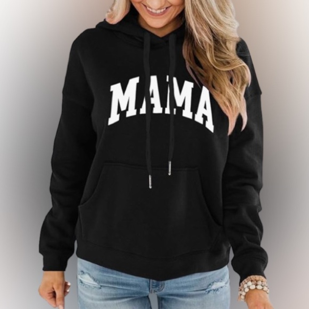 Mama Black Hoodie Sweatshirt New